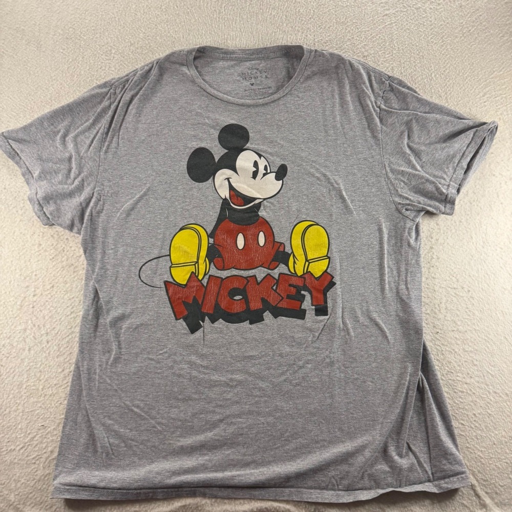 Disney Mickey Mouse Graphic T-Shirt Mens XL Gray Vintage Style Retro Tee Comfort